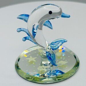 Glass Dolphin Figurine Coastal Beach Nautical Decor